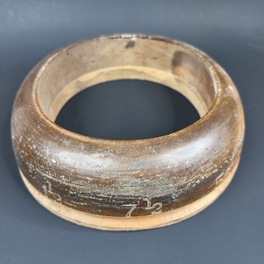 Antique Unmarked Wood Hat Block Millinery Hatters Brim Mold Form 7 1/2 561 1 1/2